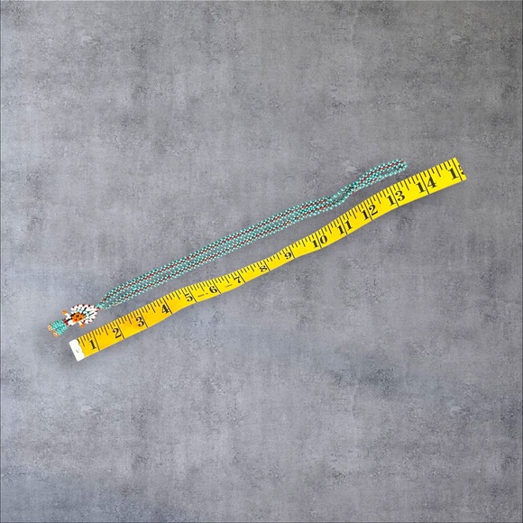 Long beaded necklace peyote stitch, native design - Picture 4 of 4